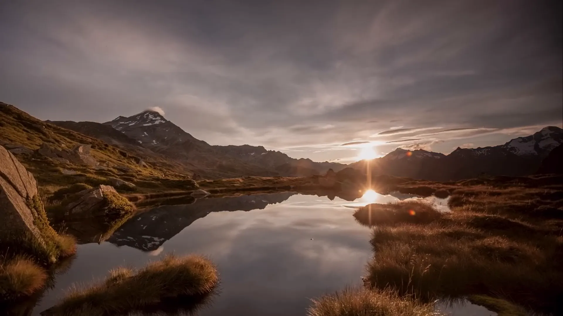 Preview of animated text rising from mountains with video layers