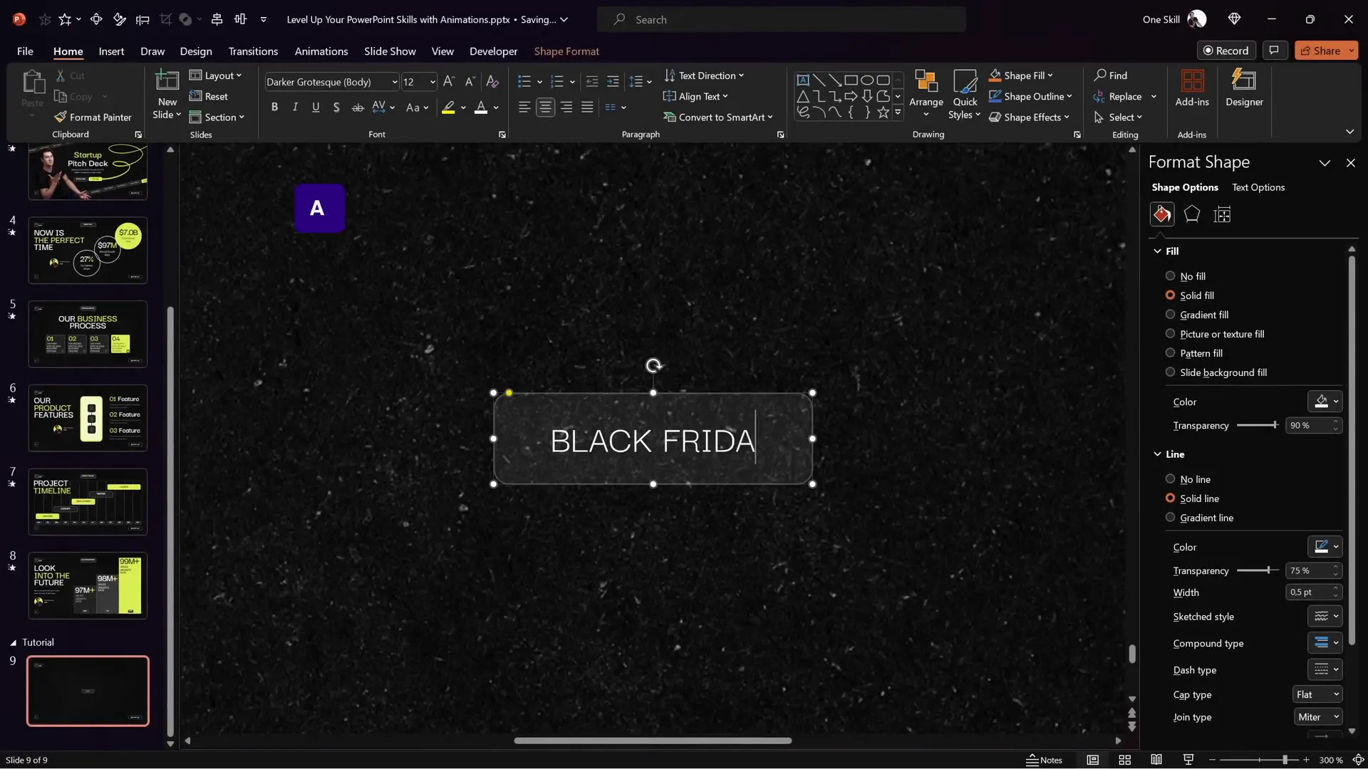 Rounded rectangle formatted with transparency and text