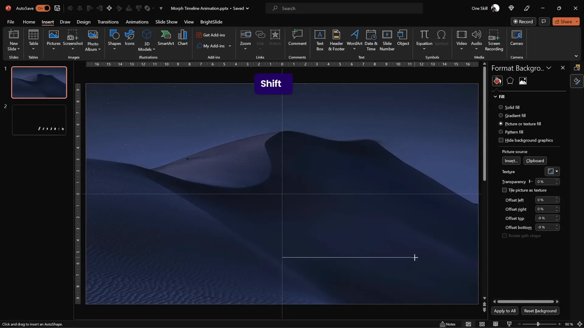 Drawing a straight horizontal line for the timeline
