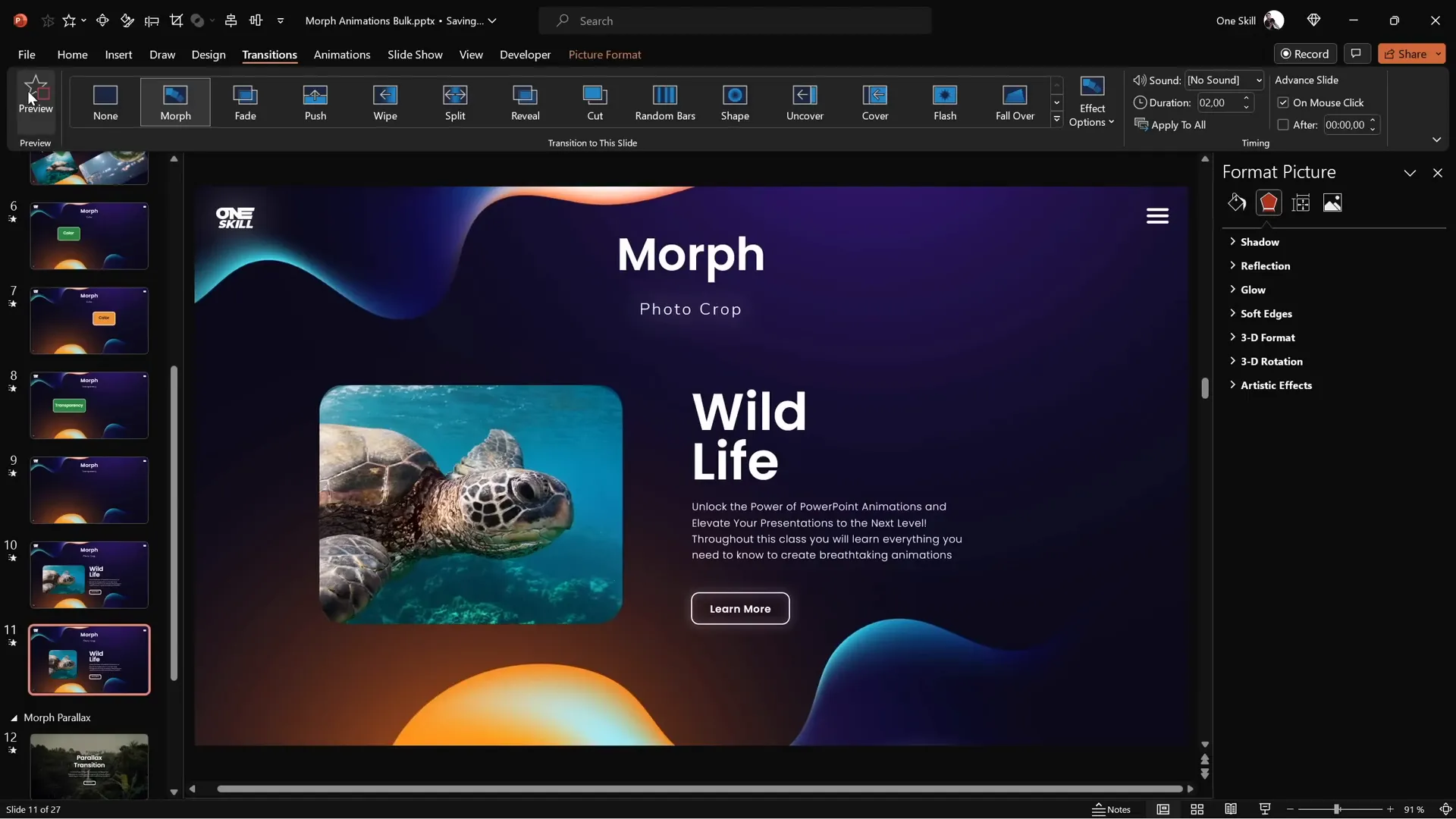 Photo cropping and zoom effect with Morph transition