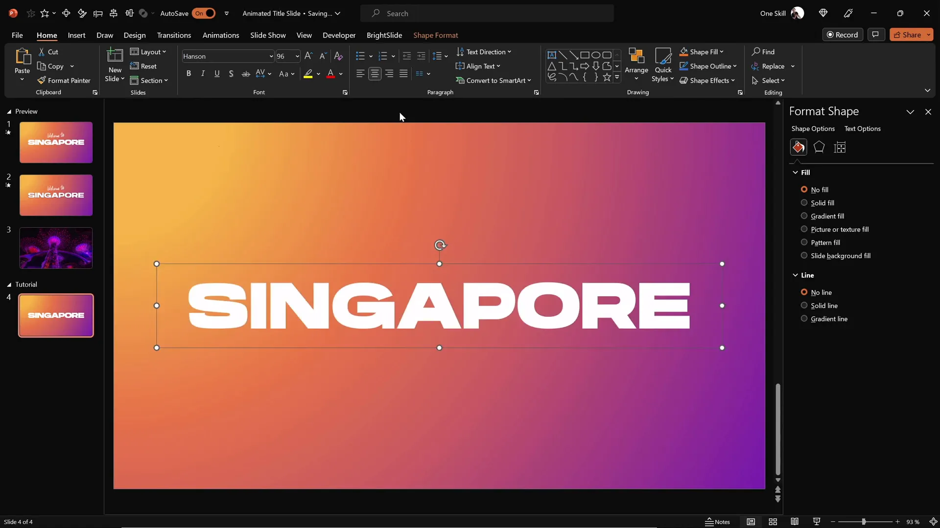 Inserting and styling the slide title text box