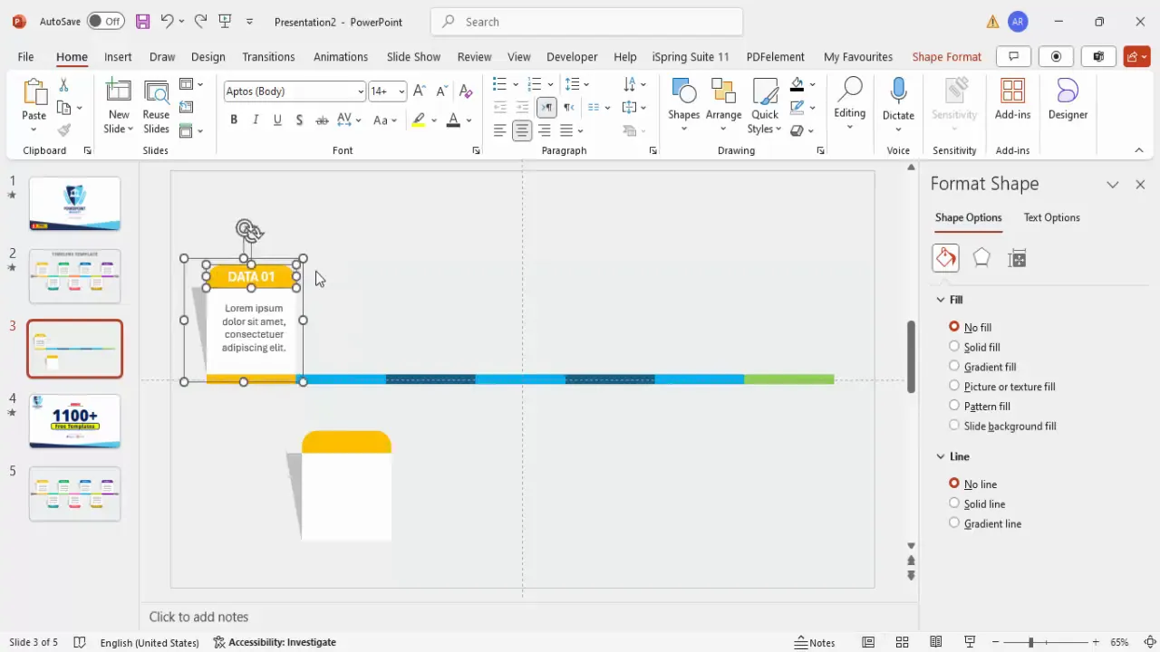 Grouped timeline segment with text labels
