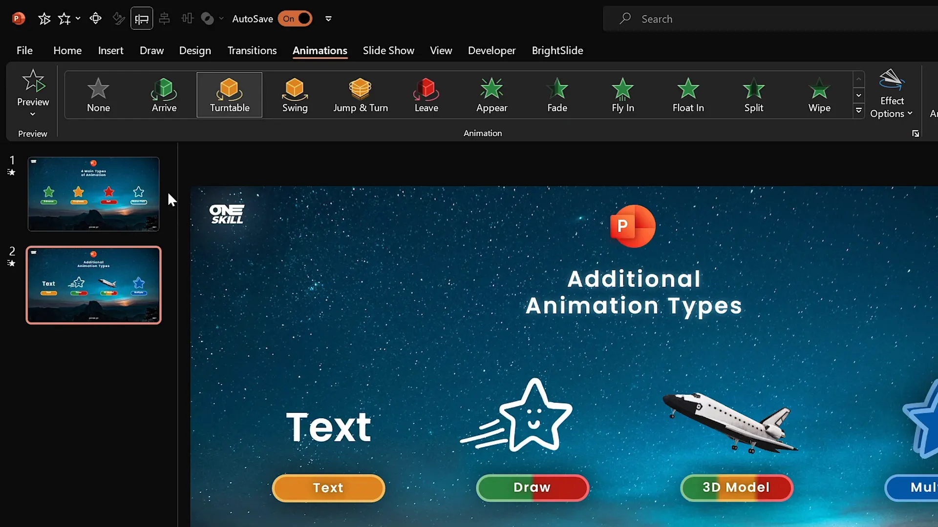 3D space shuttle model with turntable animation