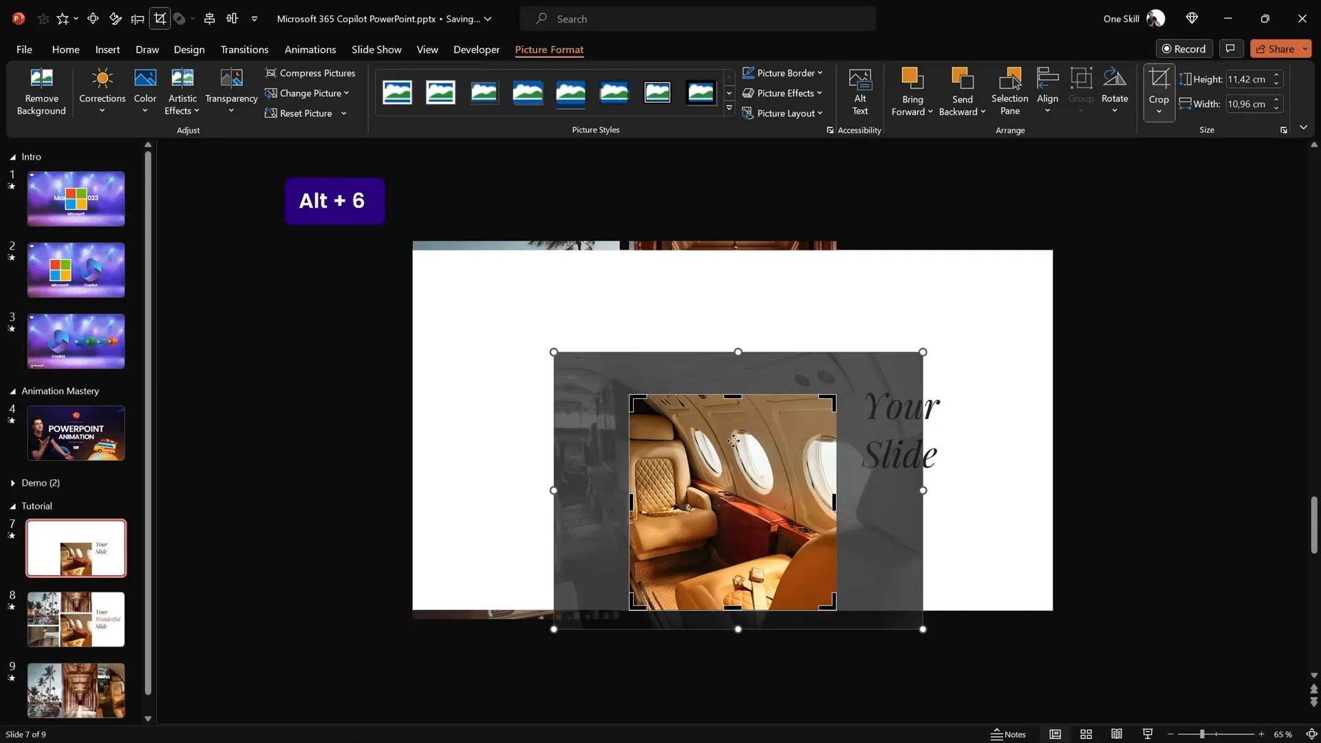 Adjusting photo crop handles outside slide for animation effect