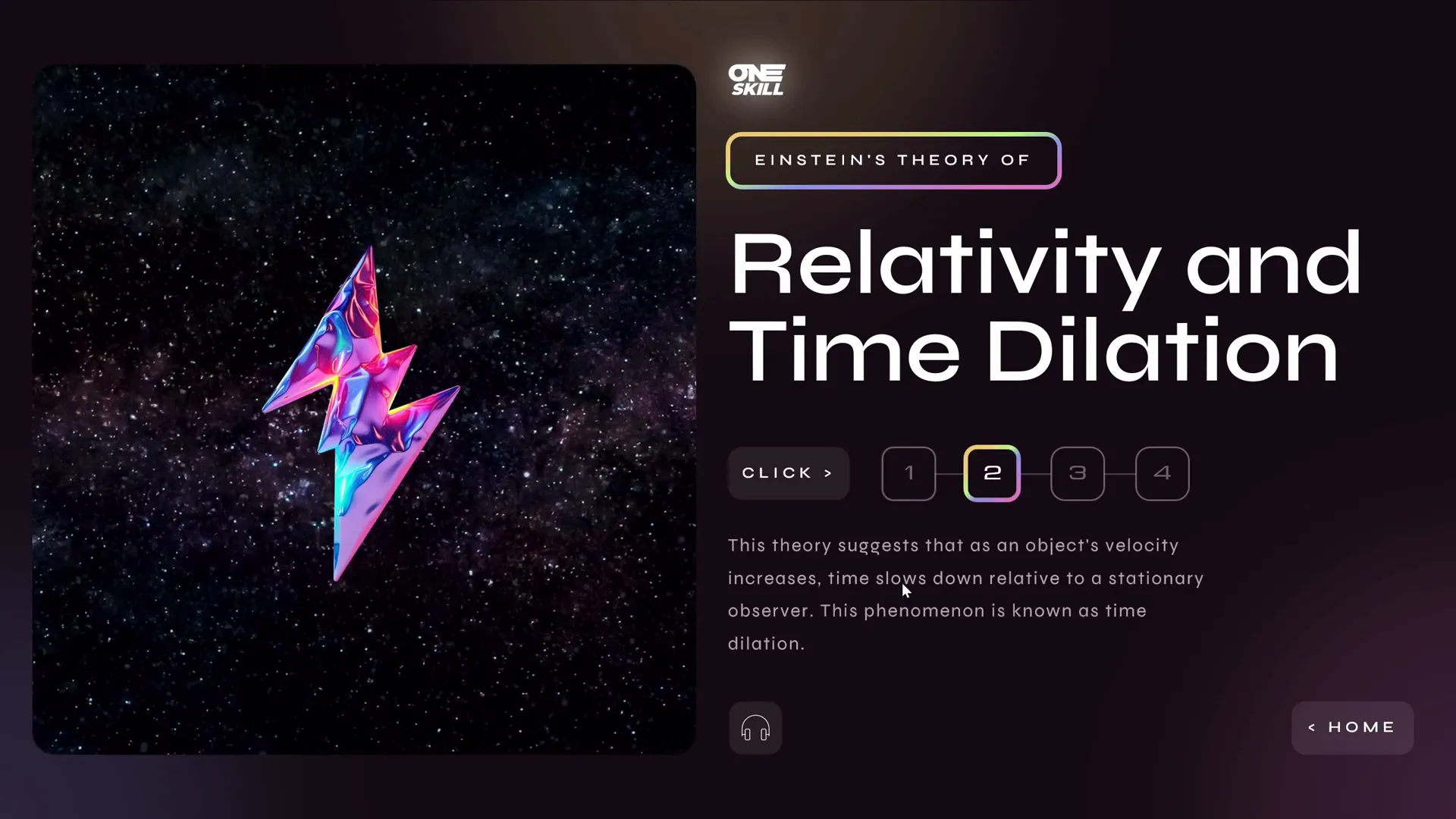 Interactive menu buttons for navigating different parts of the text