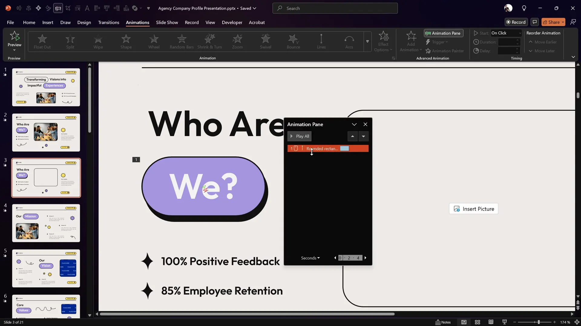 Setting motion path animation for button press in PowerPoint animation pane