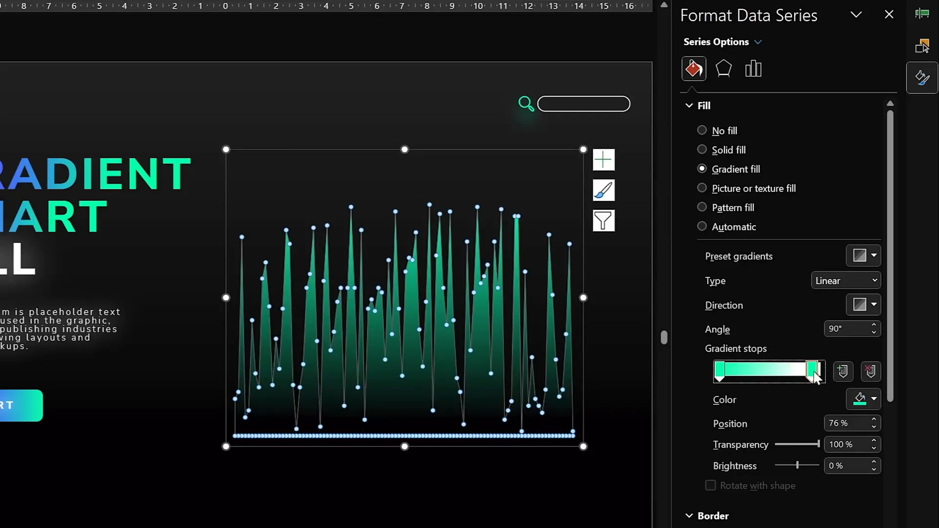 Modern gradient-filled area chart in PowerPoint