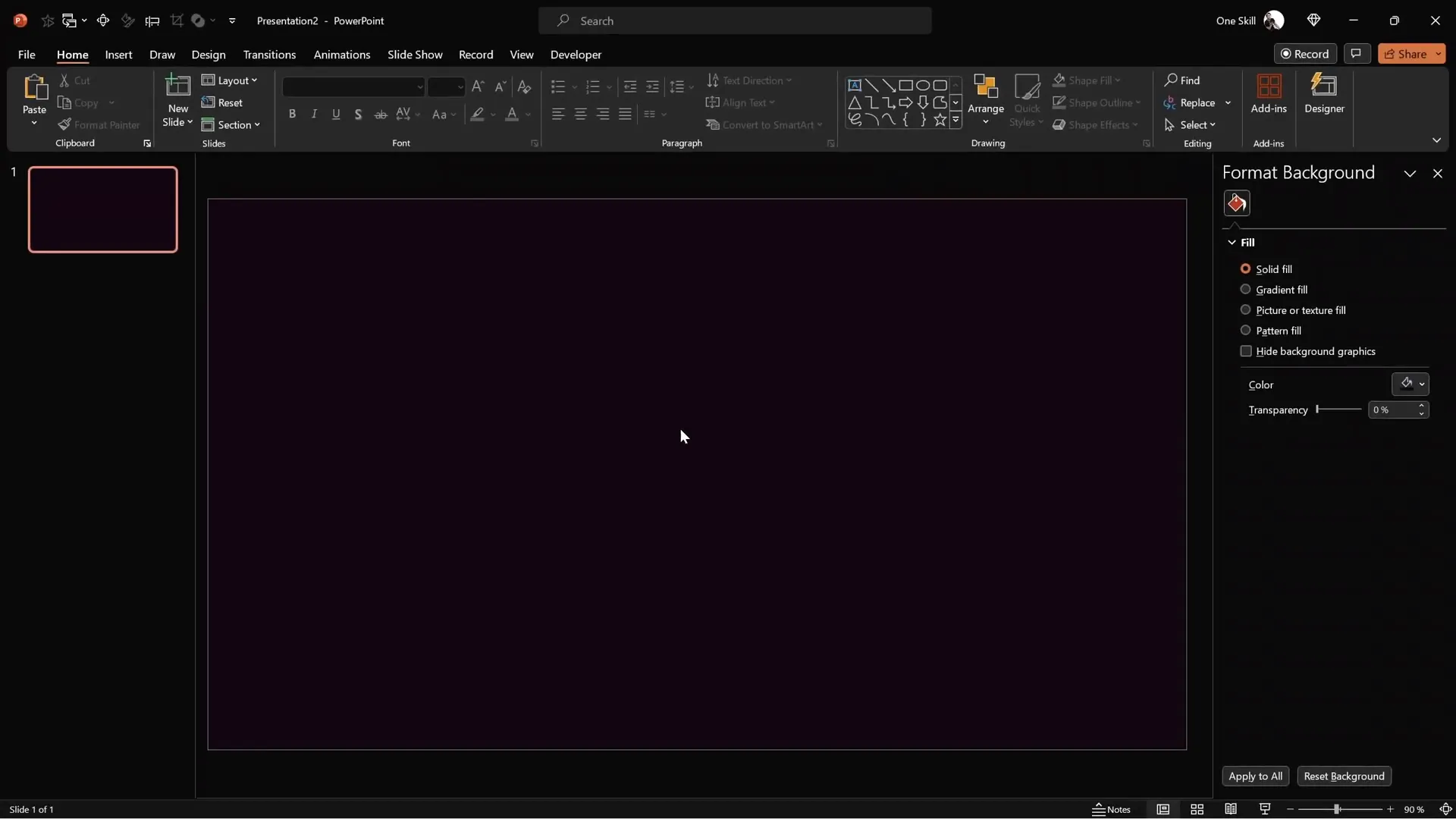 Setting slide background with a custom hex color code