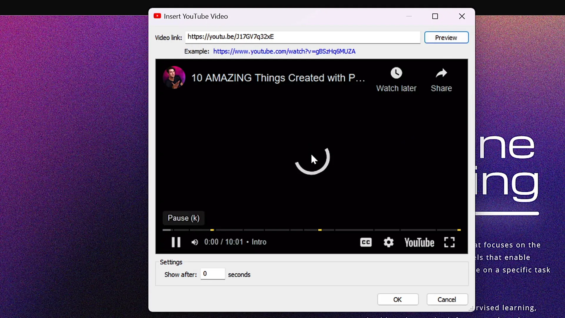 YouTube video inserted into PowerPoint slide using iSpring Free plugin