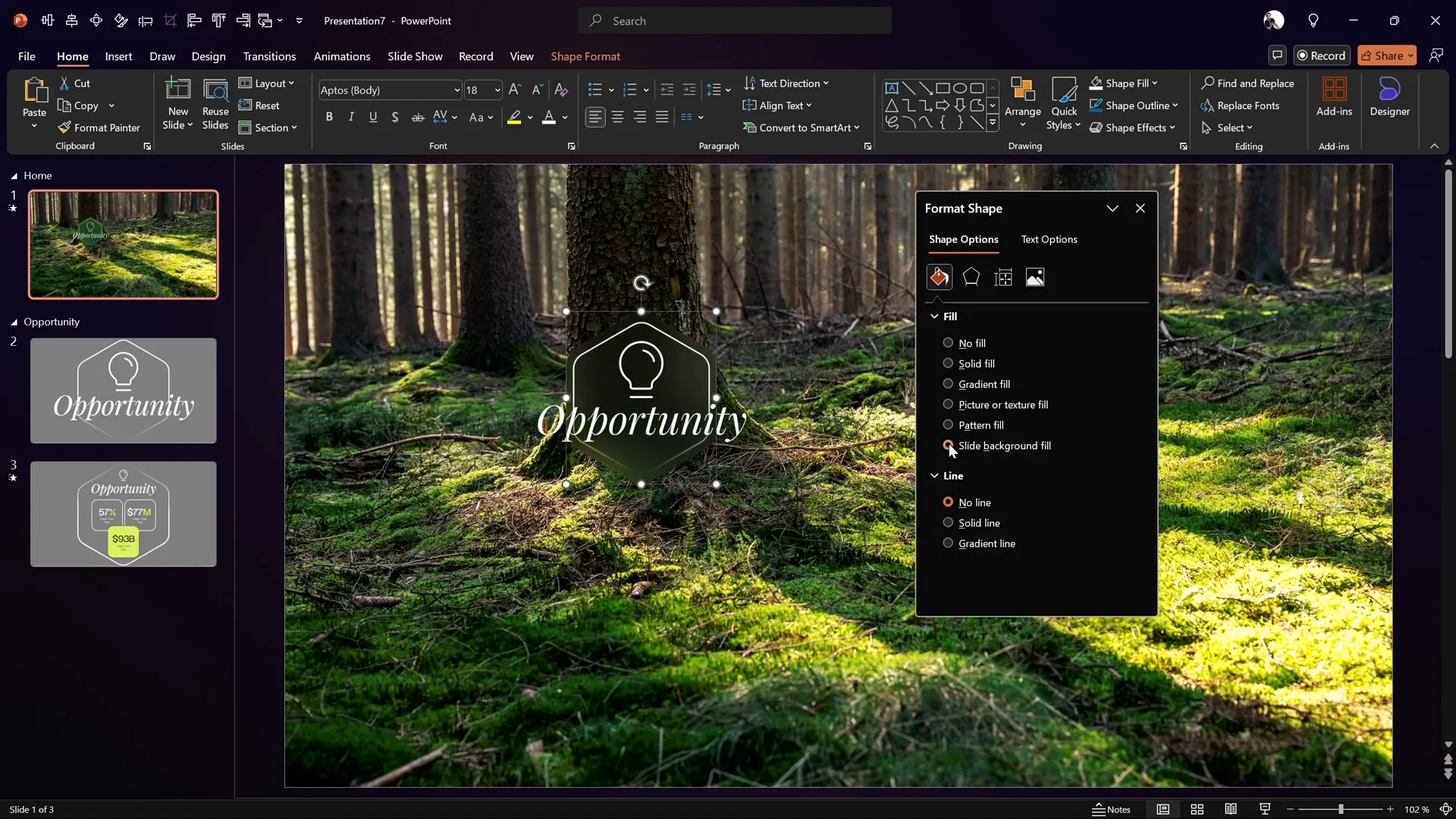 Glassmorphic blurry background effect with hexagon
