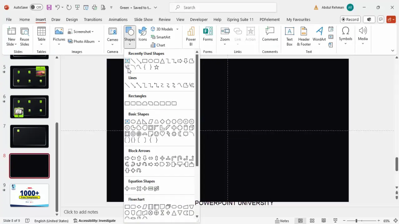 Setting dark background and enabling guides in PowerPoint