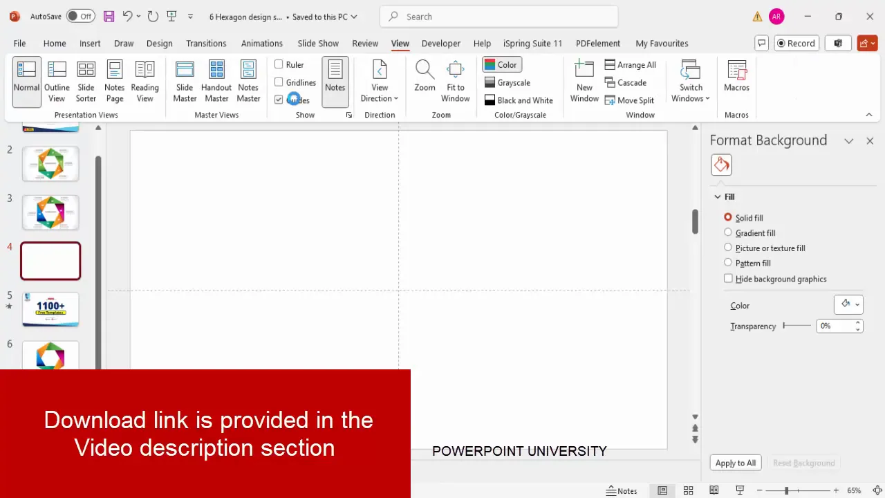 PowerPoint slide with guides enabled for alignment