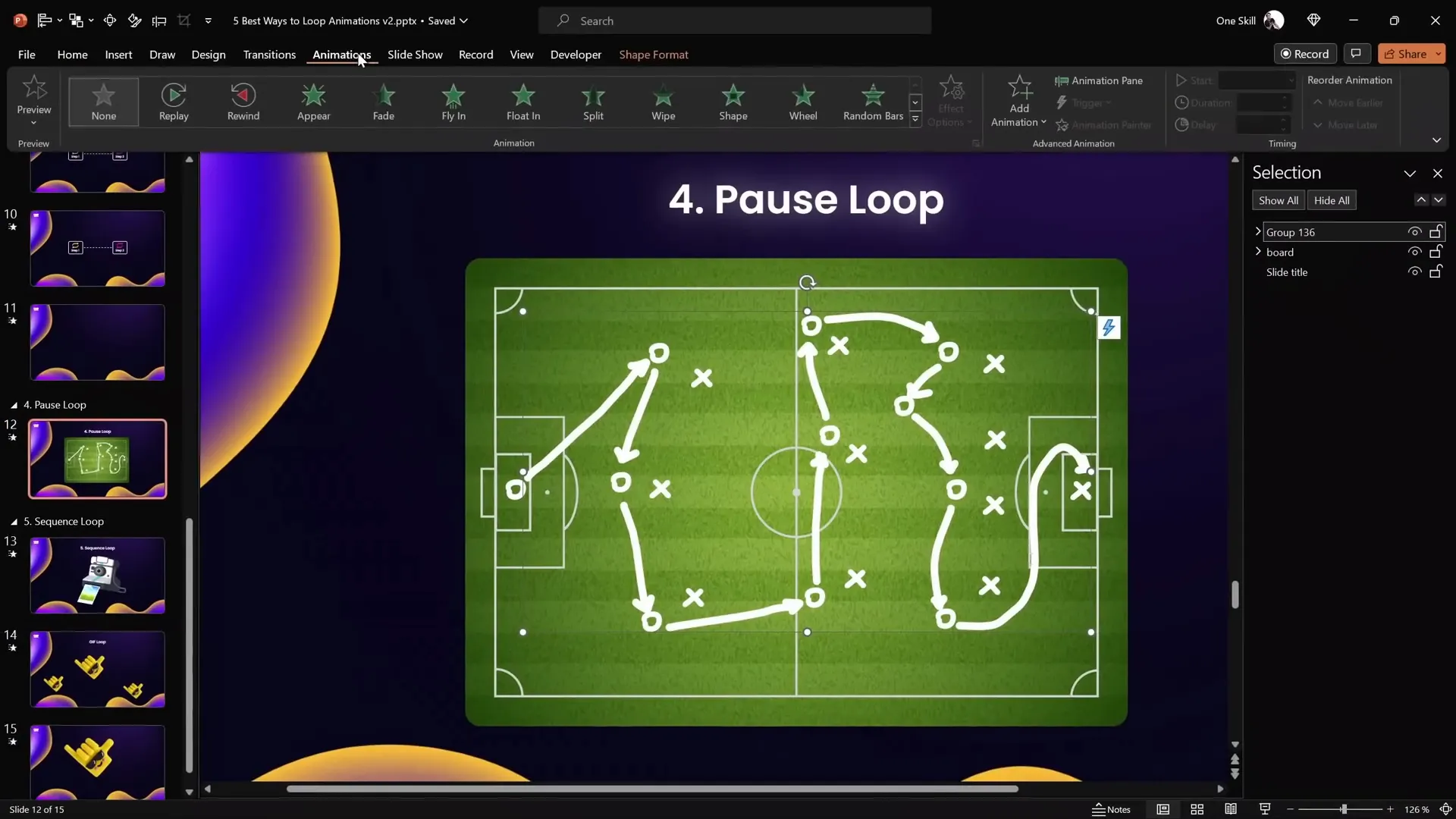 Replay animation applied to drawn lines