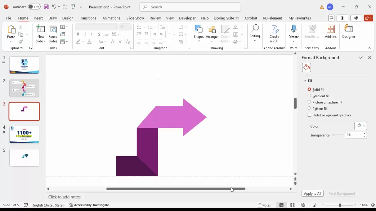 Applying different shades and grouping arrow shapes