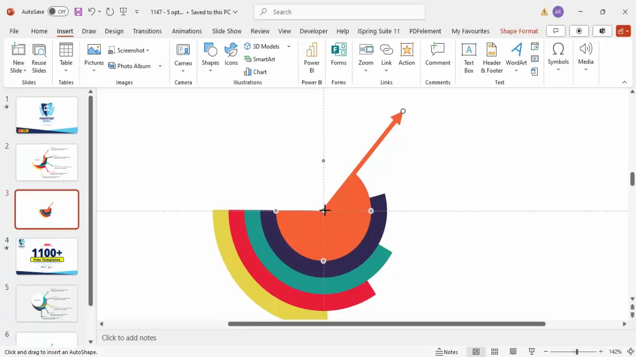 Adding arrows with matching colors pointing to each partial circle