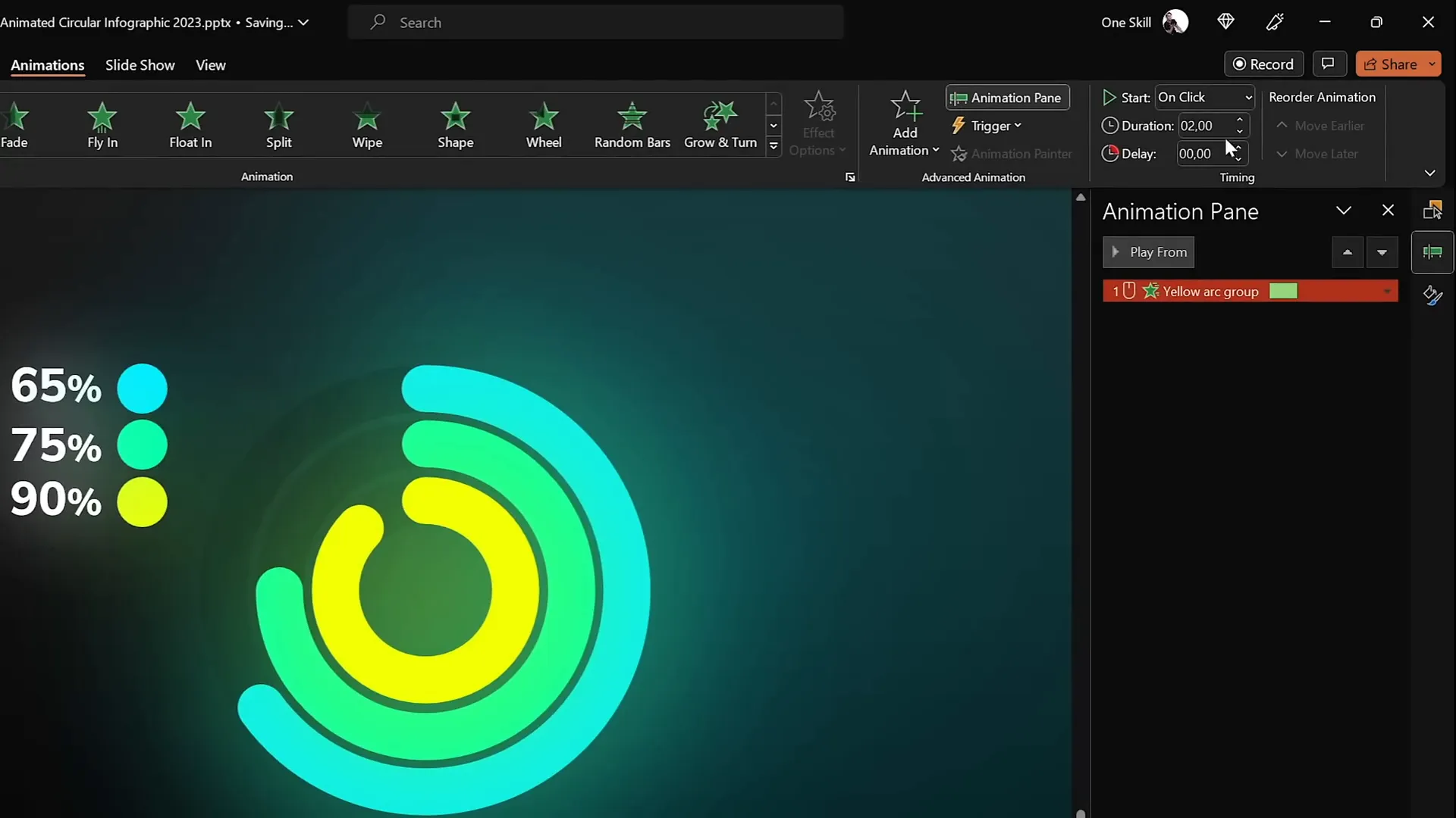 Spinning colorful donut charts animation