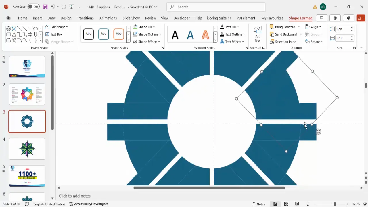 Unionized shapes forming distinct segments of the infographic