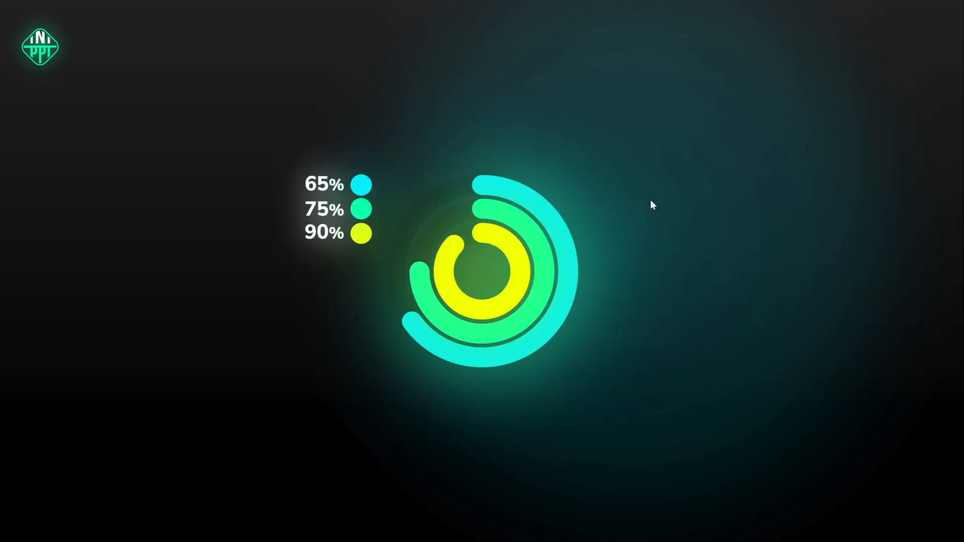 Colorful donut charts spinning with wedge and spin animations