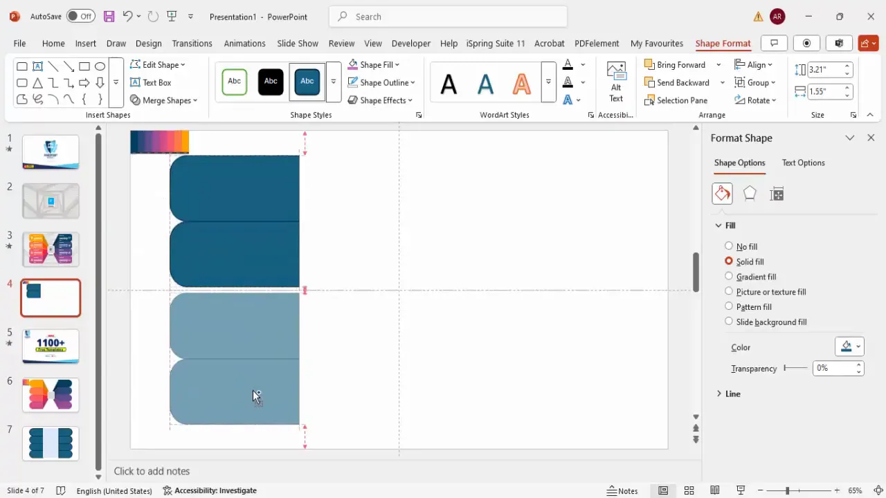 Duplicating and aligning rectangle shapes vertically