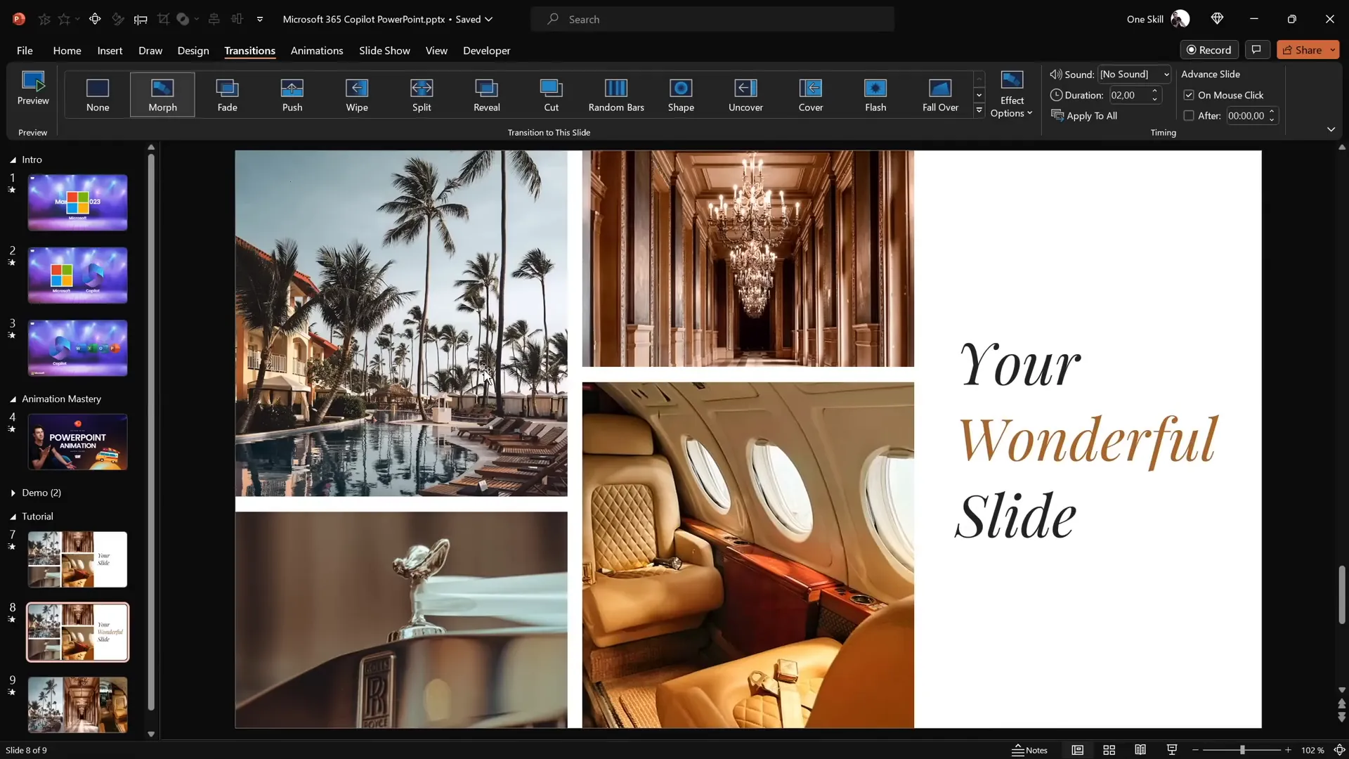Text reveal animation using Morph transition preview