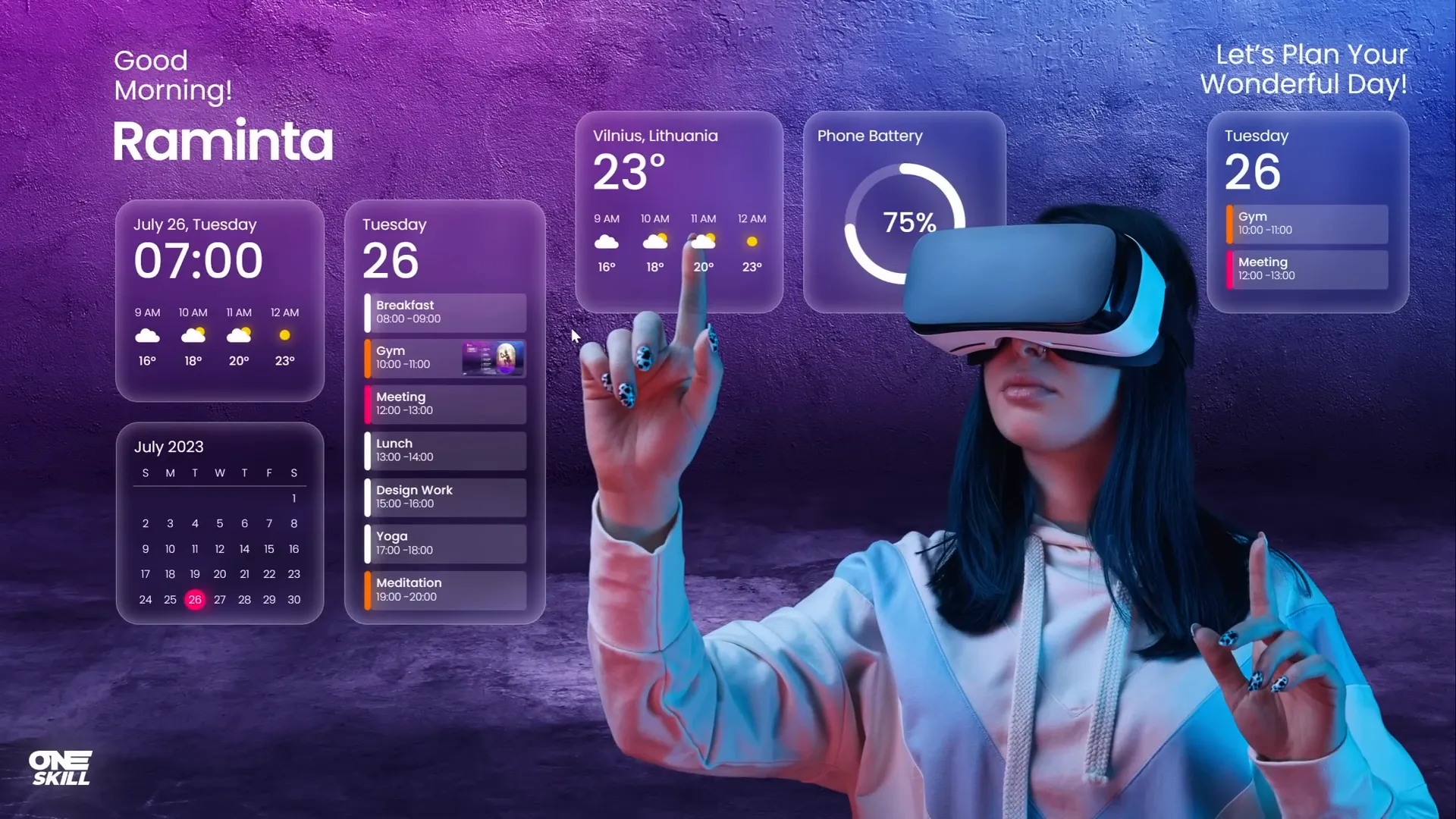 Final animated virtual planner UI slide design preview