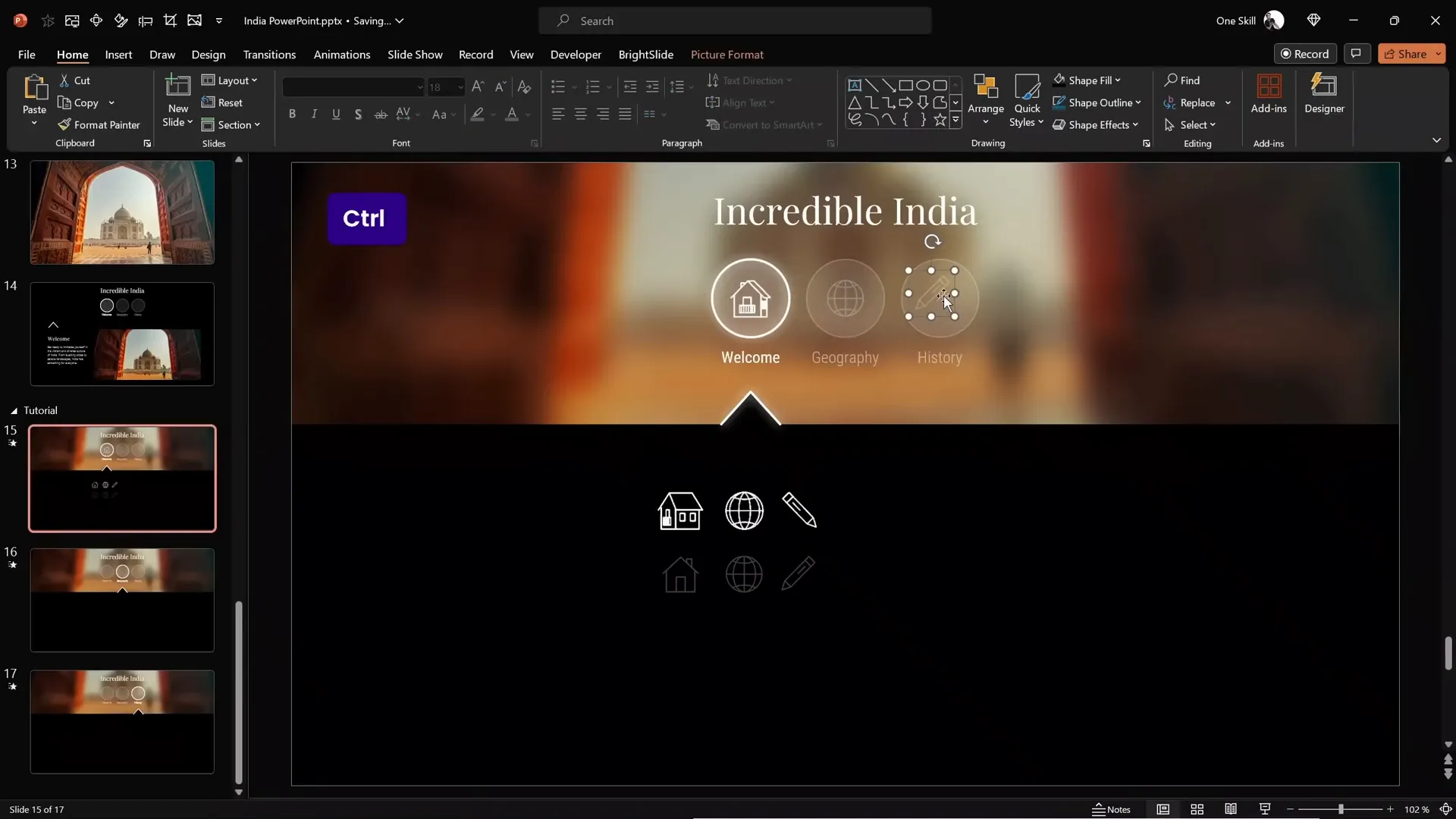 Positioning animated and static icons inside clickable circles