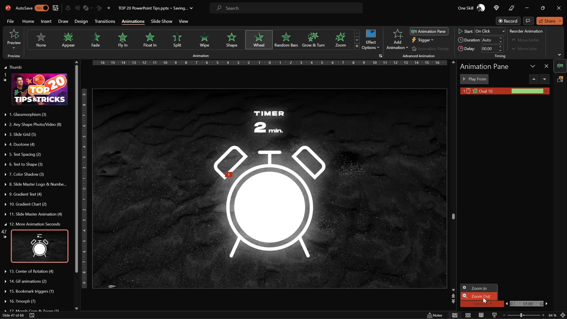 Setting animation duration beyond 59 seconds
