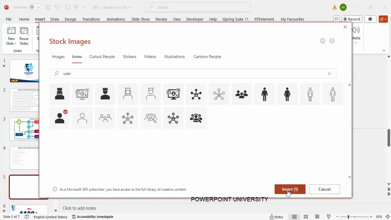 Inserting customer icon in PowerPoint