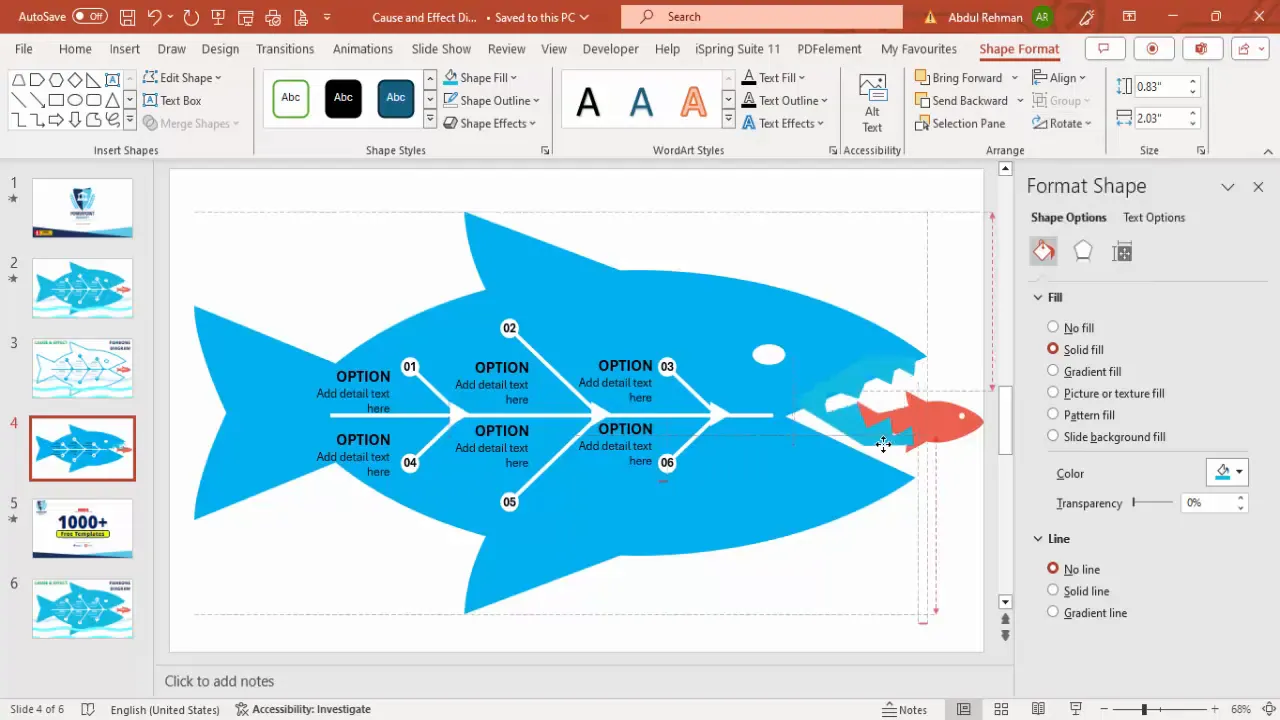Adding white triangle teeth shapes to fish diagram