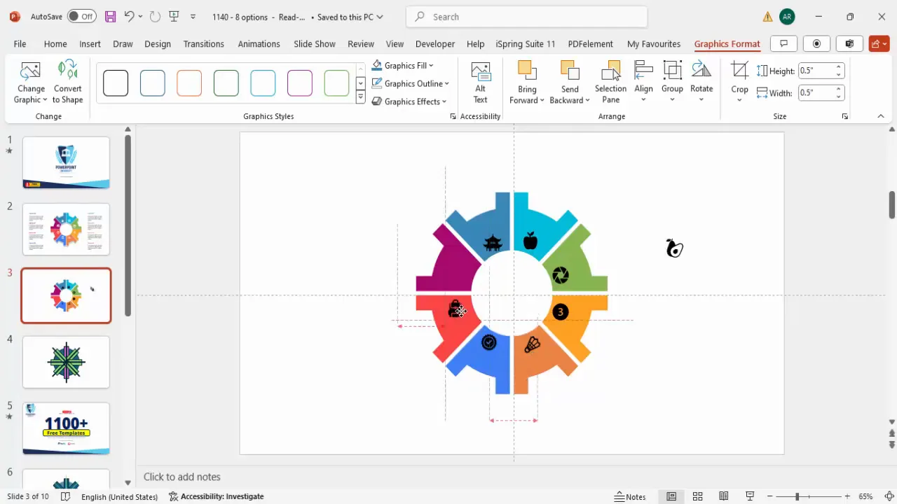 Colored segments with white icons positioned within each option