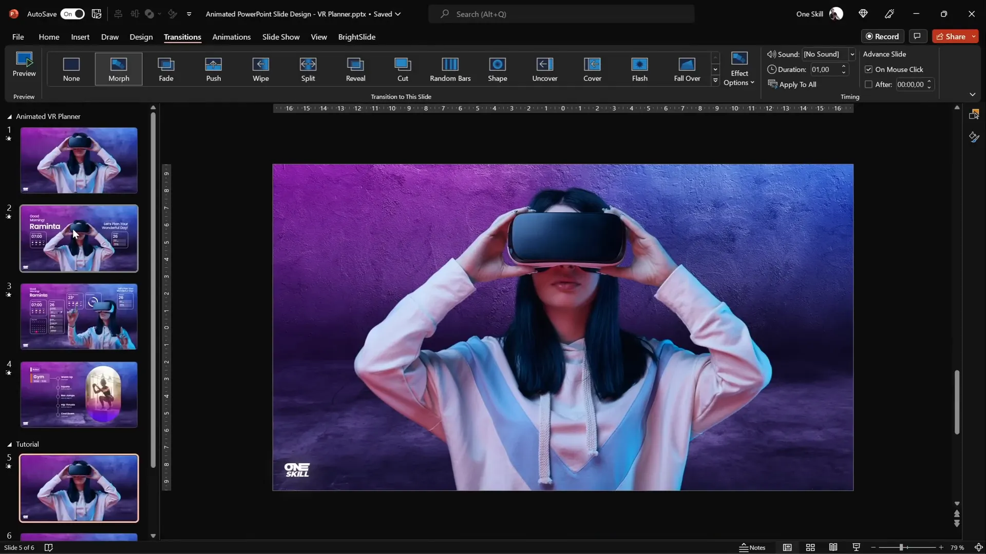 Morph transition applied to model photo shrinking animation