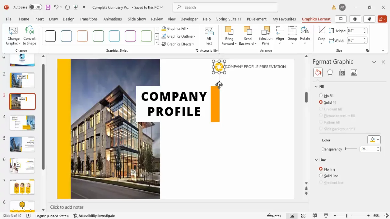 Completed title slide with image, text, and logo