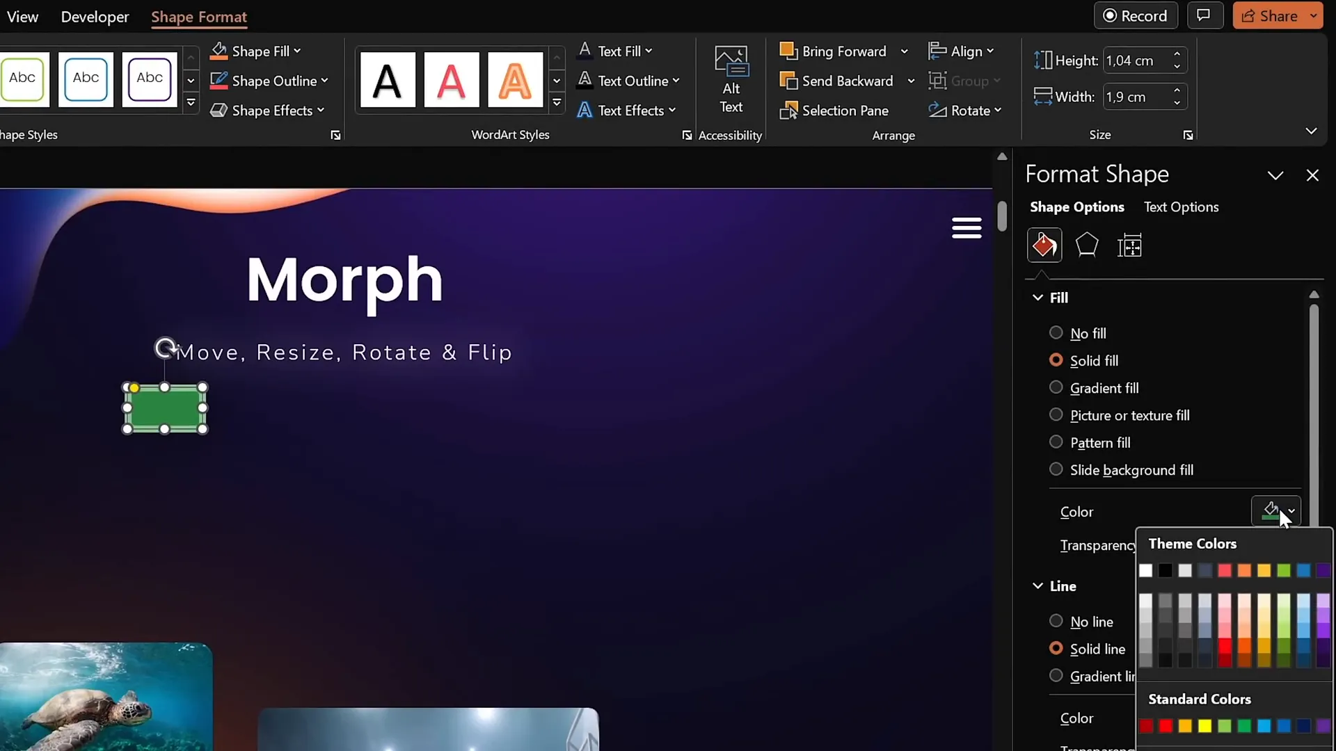 Animating subtitle with semi-transparent rounded rectangle