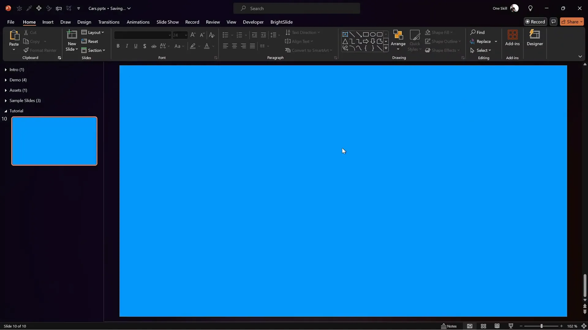PowerPoint blank slide with blue background for introduction