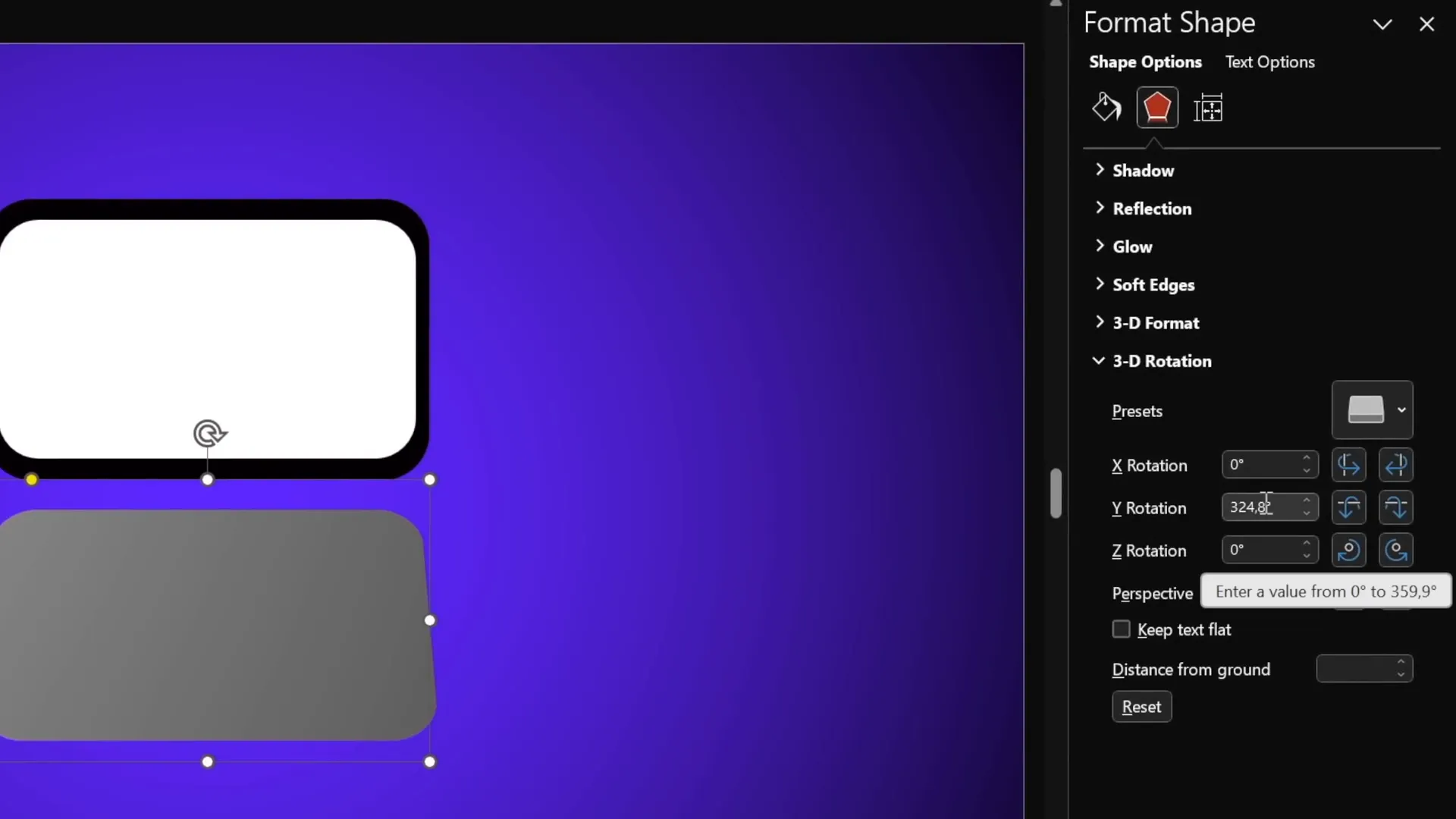Applying 3D perspective rotation to keyboard