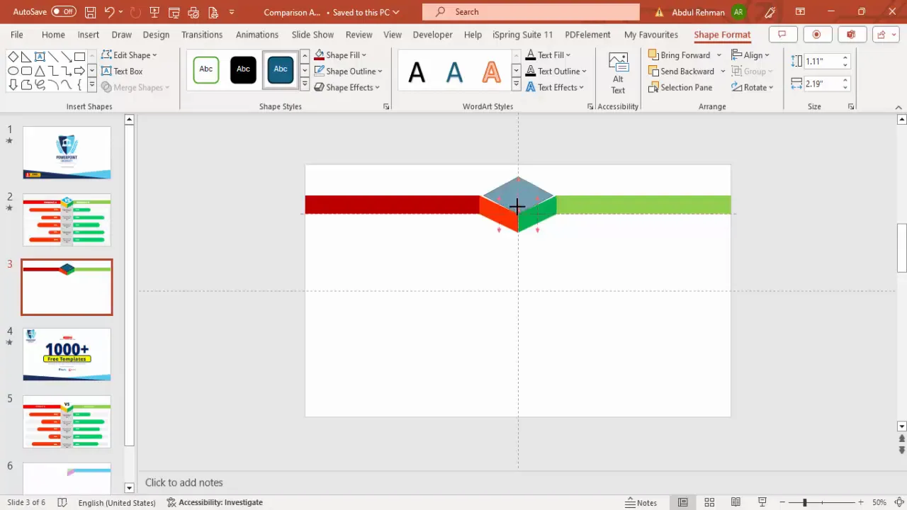 Applying colors and adding diamond shape for 3D effect