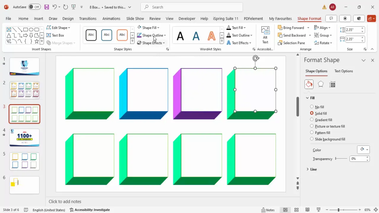 Applying different color combinations to infographic boxes