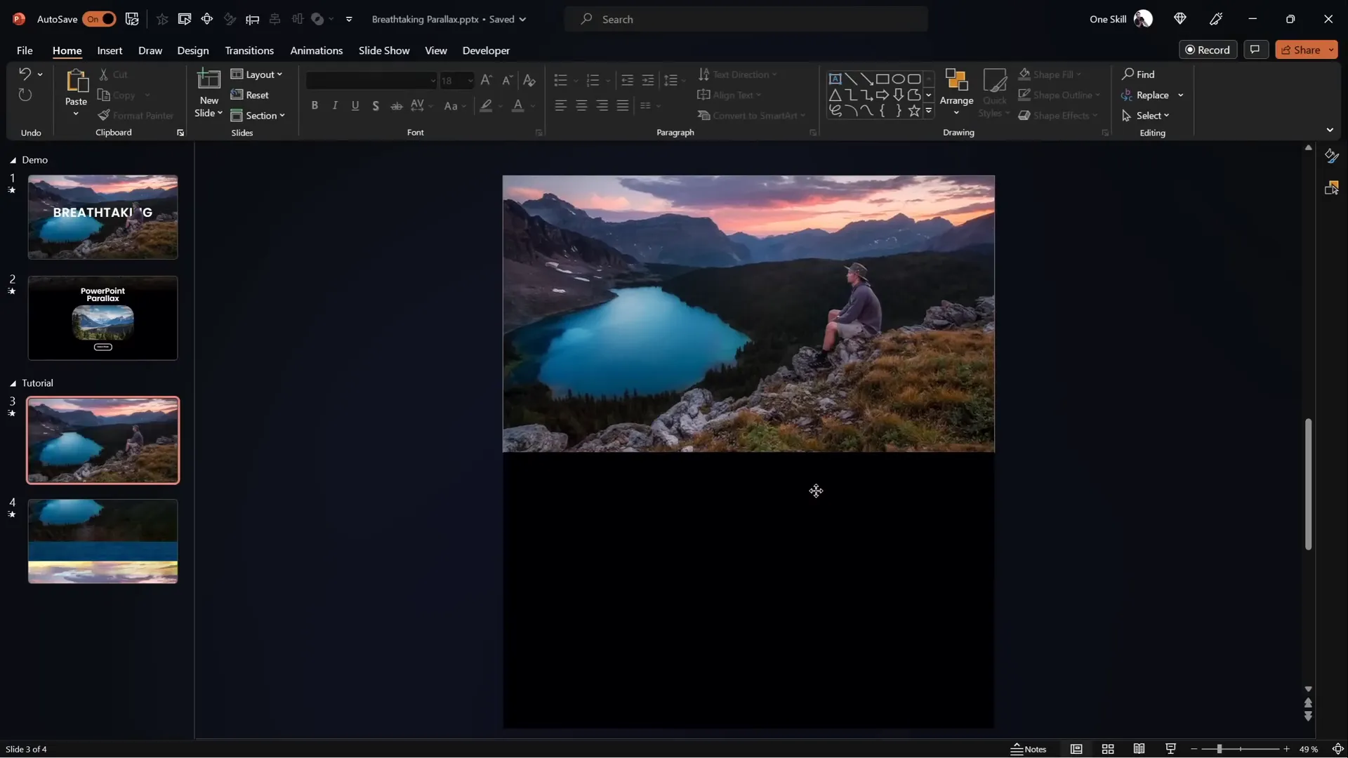 Black rectangle masking edges of parallax layers in PowerPoint