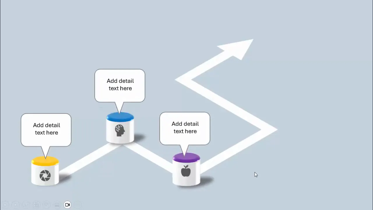 Initial timeline slide preview with milestone steps and icons