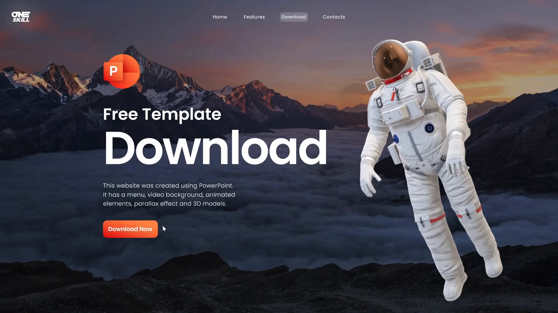 PowerPoint presentation designed with clickable menu and parallax scroll effect