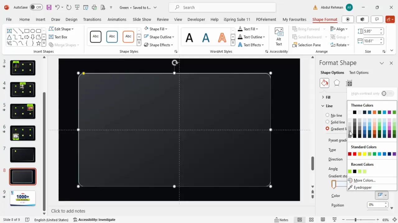 Applying gradient effect to shape outline
