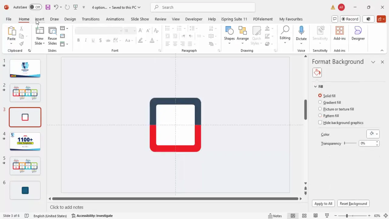 Adding icons and text boxes for option titles and details in PowerPoint