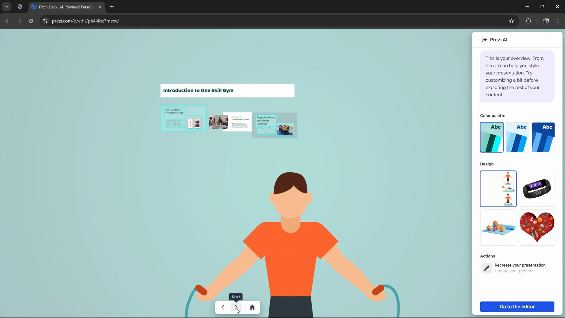 Prezi AI generated presentation with dynamic frames and cinematic zoom effect