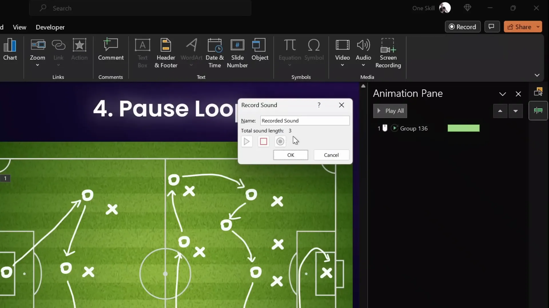 Recording silent audio clip for pause loop animation