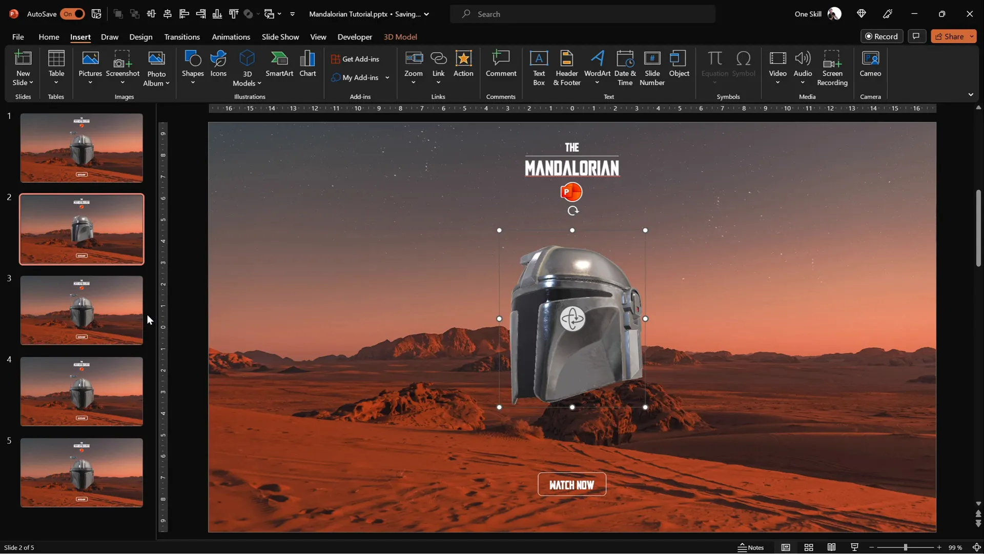 Multiple slides with the Mandalorian helmet facing different directions