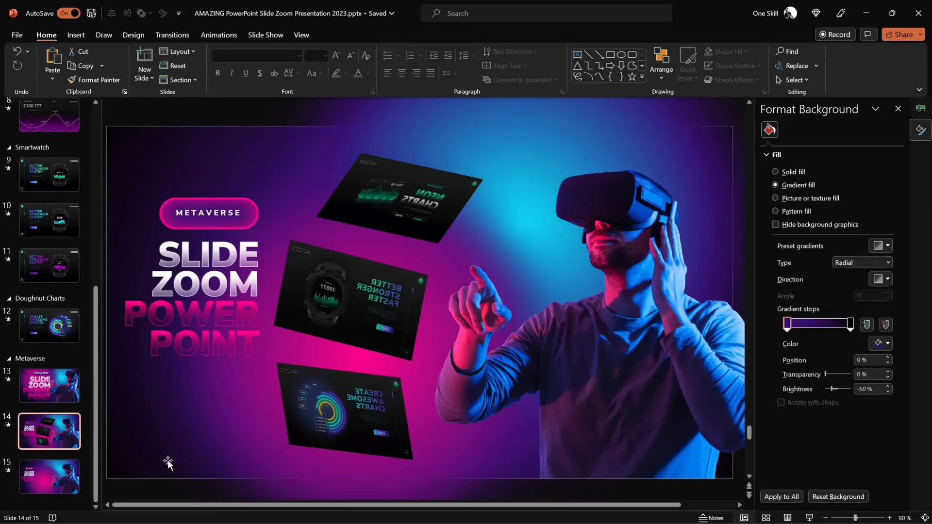 Slide zoom with flip animation in PowerPoint