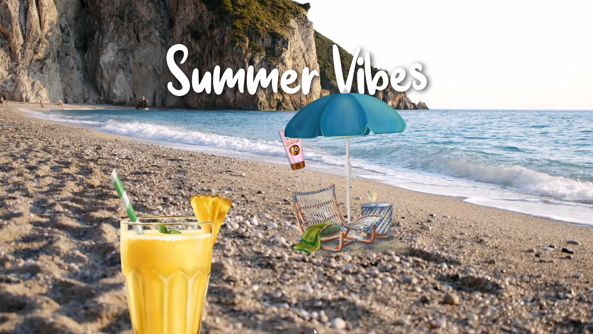 Final preview of animated PowerPoint slide with looping stickers and wavy text