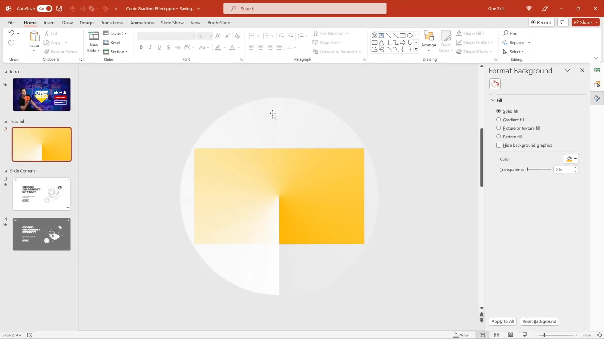 Cropping gradient with circle shape in PowerPoint