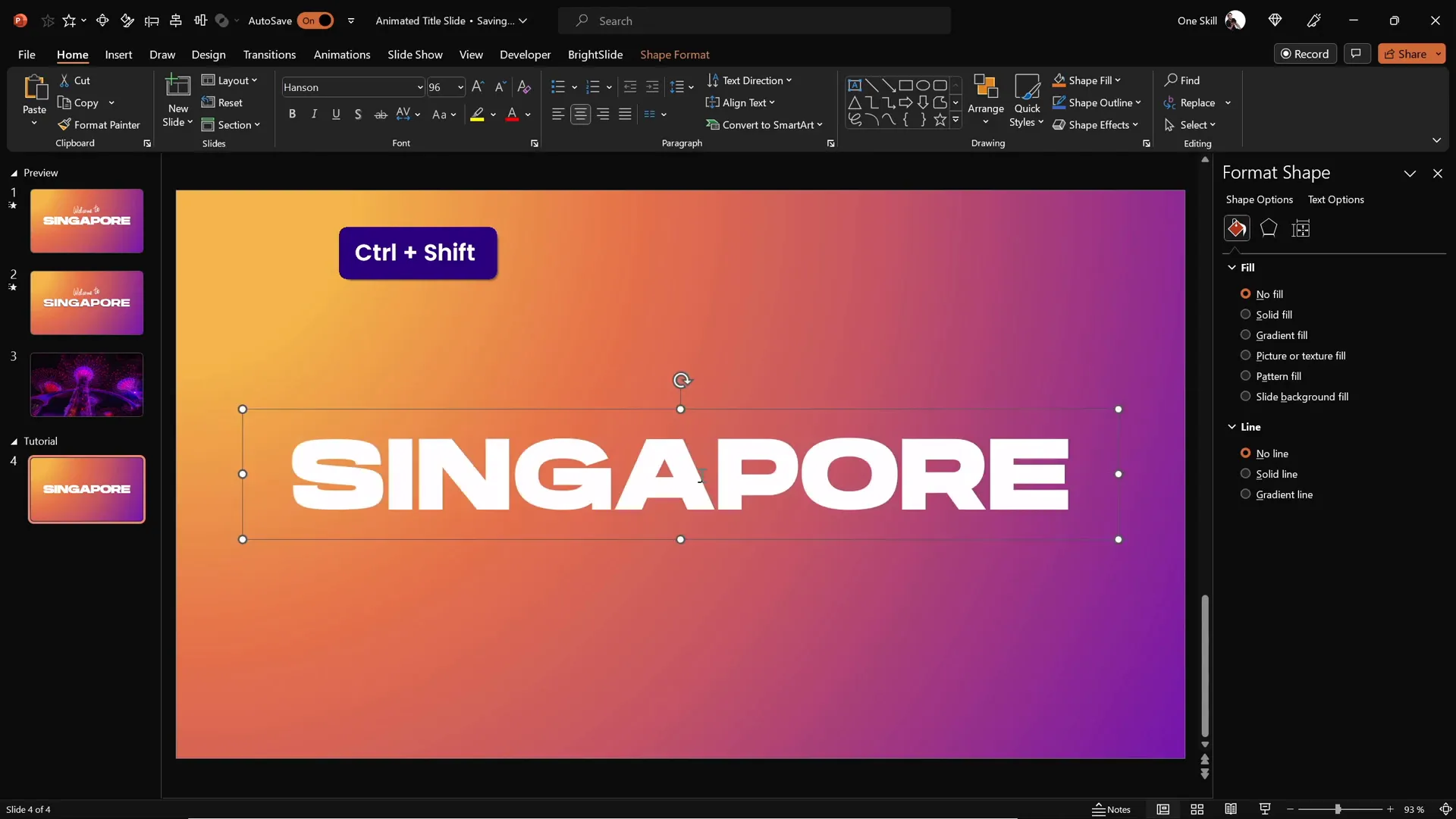 Inserting and styling large slide title text Singapore