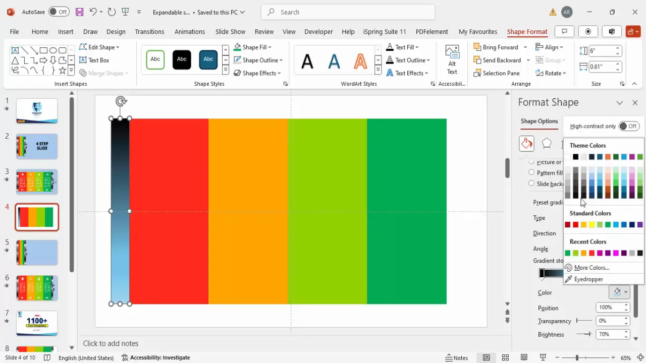 Applying gradient fills and glossy overlays on battery shapes